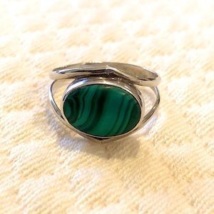 Malachite and Sterling Silver Vintage Statement Ring